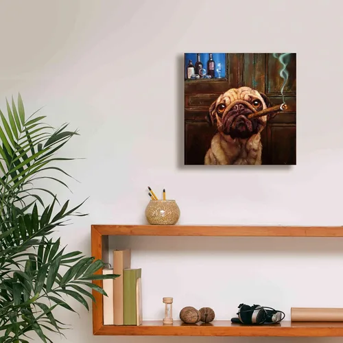 Vista 8 de Epic Graffiti 'Uptown Pug' de Lucia Heffernan, arte de pared en lienzo, 12 x 12 pulgadas