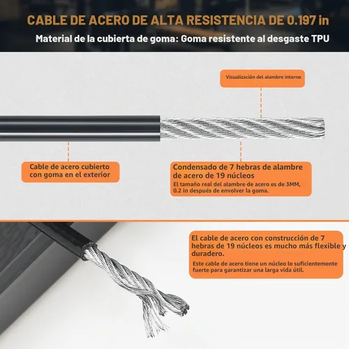 Vista 3 de SERTT Cable de repuesto para máquina de cable de polea, cable de polea para gimnasio casero DIY, longitud de cable de alambre de 32.8/65.6/98.4 pies