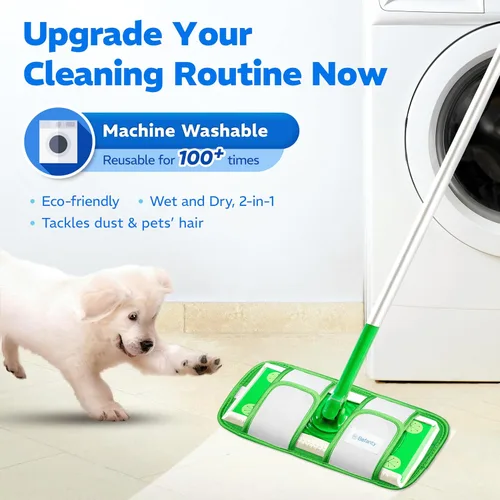 Vista 7 de Paquete de 2 almohadillas de microfibra reutilizables, compatibles con Swiffer Sweeper, paños lavables a máquina, repuestos para limpieza de todos