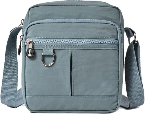 Vista 8 de KARRESLY Bolso de hombro de nylon impermeable con cierre, bolso bandolera, bolso de mano, casual, para mujer