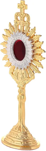 Vista 3 de Holyart Mini Relicario en Latón Dorado h 7.1 in con Corona Real y Rayos