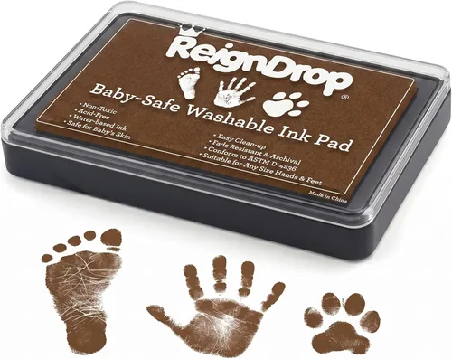 Vista 14 de Almohadilla de tinta ReignDrop para huella de bebé y huella de mano - Crea sellos de recuerdo impresionantes y duraderos para bebés y niños. A