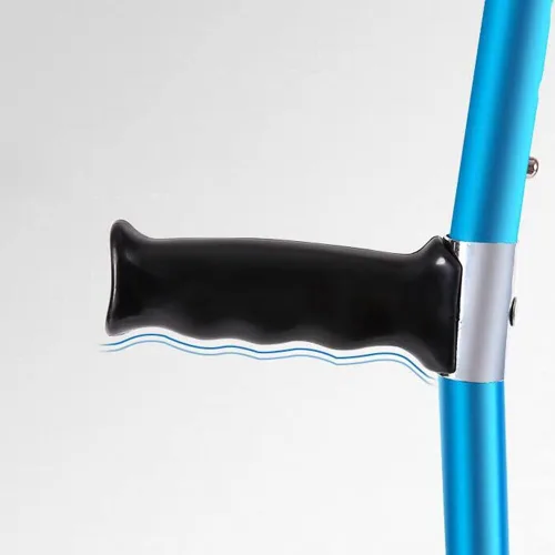 Vista 4 de Par de elegantes muletas para adultos en azul, bastones plegables para antebrazo para viajes o trabajo, muletas de aluminio ligeras para adultos
