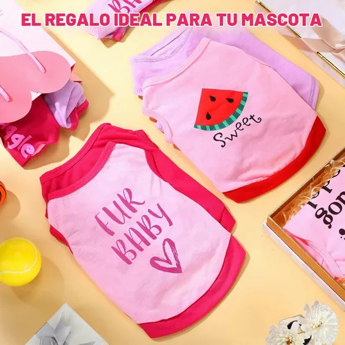 Vista 3 de Reginary 8 piezas de camisas para perros chica ropa para perros pequeños para Chihuahuas, Yorkies, camisas impresas para perritas cachorros ropa