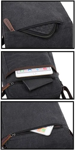 Vista 8 de Sechunk Vintage Canvas Messenger Cross body bag Shoulder bag