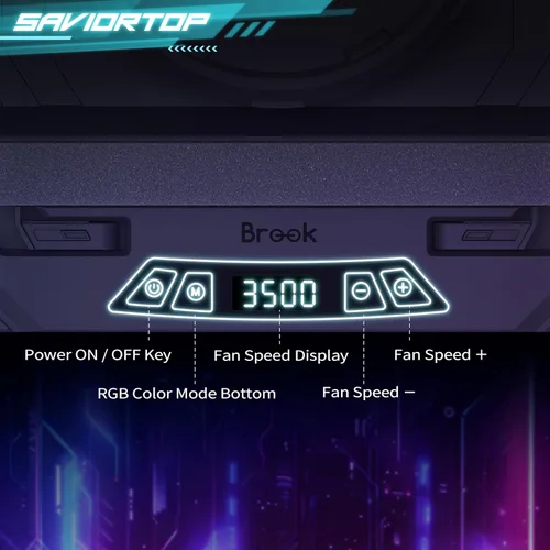 Vista 8 de Brook Saviortop - Almohadilla de refrigeración para laptop para videojuegos, enfriador de alta velocidad de 3500 RPM con ventilador turbo, soporte
