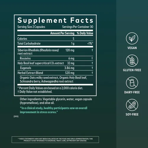 Vista 2 de Gaia Herbs: fitocápsulas líquidas para la salud adrenal., hbf-jjj-omgh-mh7427, 60, 1, 1