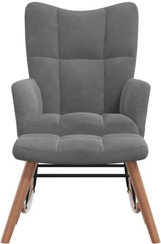 Vista 6 de vidaXL Mecedora, silla de acento mecedora, asiento acolchado con reposapiés, silla auxiliar para sala de estar, dormitorio, estilo retro, terciopelo
