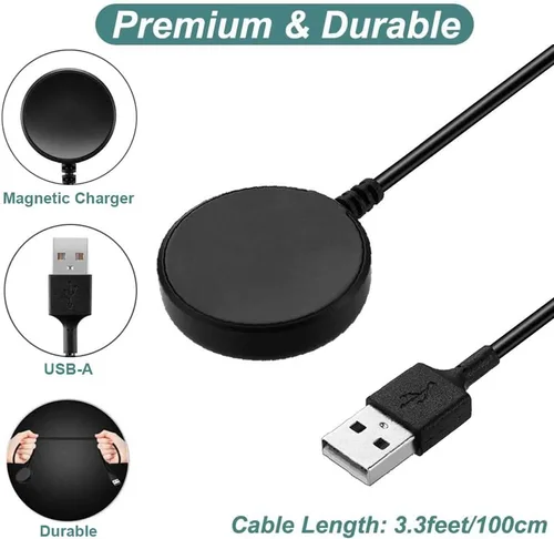 Vista 4 de Cargador Kissmart para reloj inteligente Galaxy Watch 4/3/Active 2 (3.3 pies/3.3 ft) Cable de carga de repuesto para Samsung Galaxy Watch