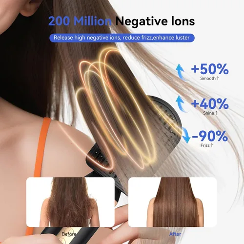 Vista 4 de Cepillo Secador de Cabello 7 en Uno, Set de Cabello de Iones Negativos Mejorado Moldeador de Aire Caliente Rizador Envolvente, Plancha Rizadora