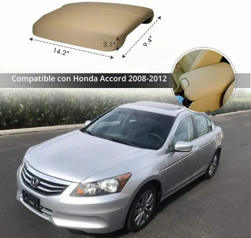 Vista 5 de A ABIGAIL Funda para reposabrazos de consola central Compatible con 2008 2009 2010 2011 2012 Honda Accord Cubierta de cuero cosida para consola Tapa