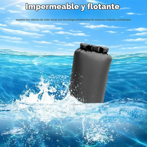 Vista 5 de Bolsas secas impermeables, paquete de 3 (5 L, 10 L, 20 litros), bolsas de almacenamiento ligeras e impermeables para viajes, canotaje, pesca