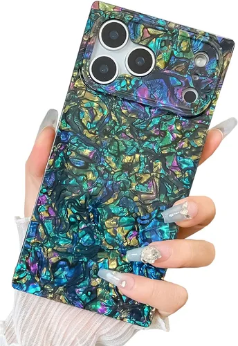 Vista 29 de Funda compatible con iPhone 14 Pro con borde rectangular, bonita funda protectora de lujo con pintura al óleo y flores para mujeres y niñas, funda