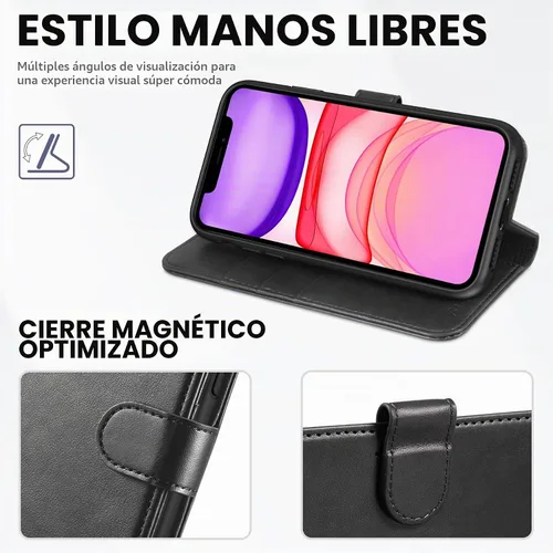 Vista 5 de TUCCH - Funda tipo cartera para iPhone 11 (6.1") 2019, 3 tarjeteros, color negro