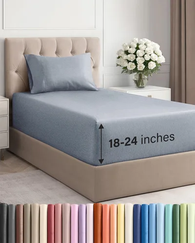 Vista 14 de Sábanas individuales de bolsillo extra profundo, sábanas transpirables y refrescantes de 3 piezas, juego de sábanas de lujo para hotel, suaves, sin