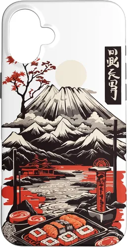Vista 23 de Aesthetic Sushi Design Vintage Colour Woodcut Ukiyo-E Style Case for iPhone 16