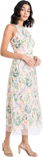 Vista 2 de Maggy London Vestido midi con cuello halter bordado floral con cuello en V en la espalda