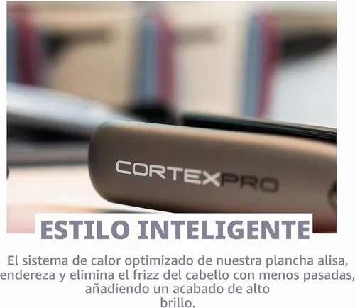 Vista 4 de CORTEXPRO Plancha plana de 1 pulgada – Placas de cerámica de turmalina digital de un solo paso con estuche de transporte – Plancha plana plancha