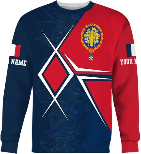 Vista 5 de Vybonz - Camisa personalizada de Francia para hombres y mujeres, Torre Eiffel París, camiseta con capucha de Francia, ropa de fútbol con bandera