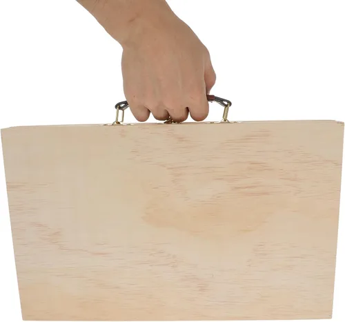Vista 8 de FAVOMOTO Caja de almacenamiento de pintura, caja de madera portátil sin acabar, caja de suministros de arte para artista, caja de almacenamiento