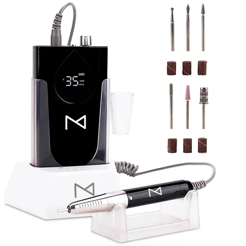 Vista 16 de M Max - Taladro de uñas profesional - Taladro de uñas con motor 2 en 1 sin escobillas - Eléctrico, inalámbrico, carcasa de aleación de aluminio
