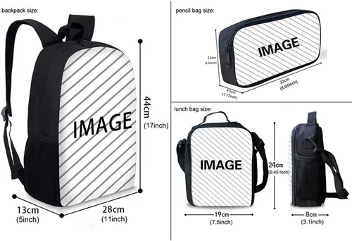 Vista 2 de Belidome Juego de mochila personalizada de baloncesto con nombre para niños, adolescentes y niños, juego de 3 piezas con caja de almuerzo, estuche