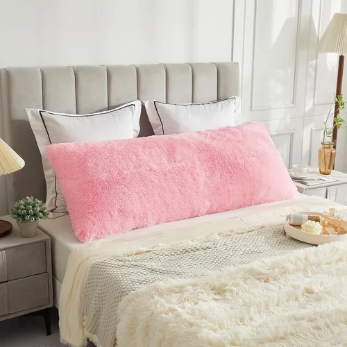 Vista 8 de LIFEREVO Funda de almohada corporal de pelo sintético desgrenado, funda de almohada lumbar súper suave y de pelo sintético para sofá o cama, funda