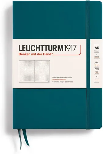 Vista 12 de LEUCHTTURM1917 - Cuaderno de tapa dura mediano A5 con 251 páginas numeradas para escritura y diario (negro, liso)