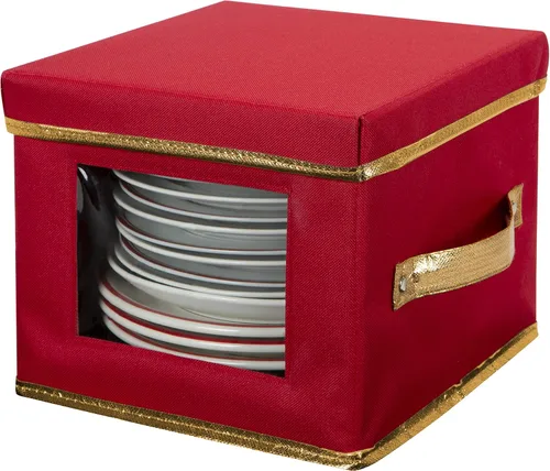 Vista 11 de Simplify Caja de almacenamiento de vajilla para platos navideños 12.2 pulgadas China de Navidad 12 separadores de fieltro Ajuste de vajilla