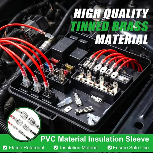 Vista 3 de Twidec/360Pcs 2.8/4.8/6.3mm Kit de surtido de terminales de engarce rápido tipo faston macho y hembra con manga aislante para cableado eléctrico