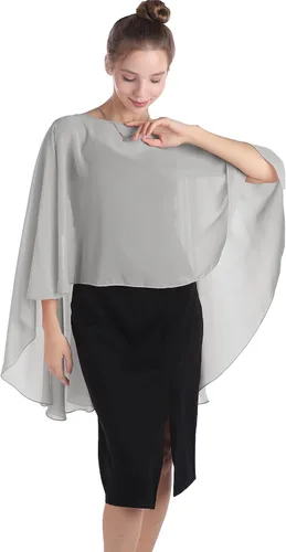 Vista 2 de Baoqiya Capas de gasa Capelets transparentes Poncho de capa larga para mujeres más