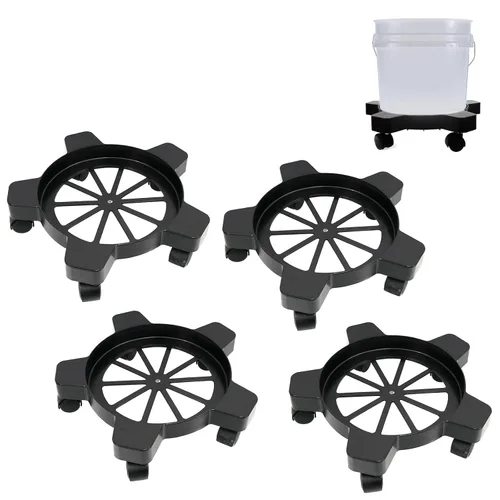 Vista 7 de CNQLIS Dolly de cubo de 5 galones con 5 ruedas giratorias giratorias, 75 libras, color negro 2PCS-BK