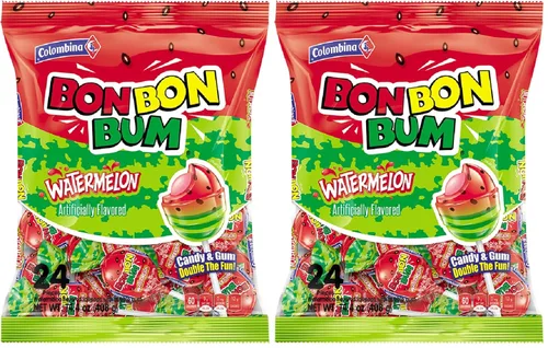 Vista 9 de Colombina Bon Bon Bum - Paletas de fresa, caramelos duros de frutas, paletas de fresa dulces envueltas individualmente, 24