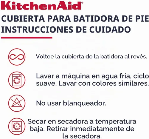 Vista 6 de KITCHENAID Funda ajustable para batidora de pie inclinable con bolsillo de almacenamiento, acolchada 100% algodón, 14.4 x 18 x 10 pulgadas