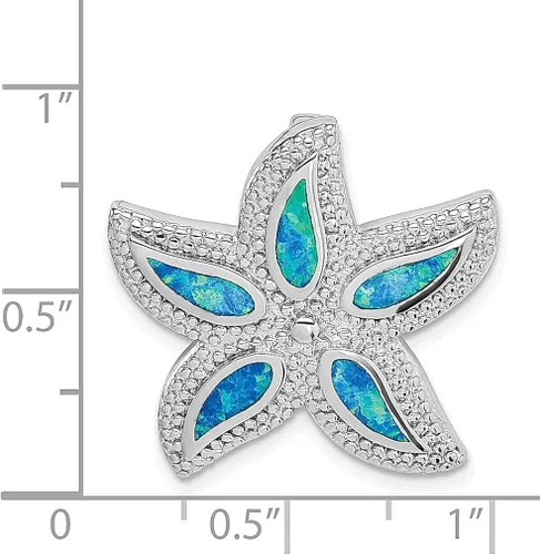 Vista 4 de Collar de plata de ley 925 con diseño de estrella de mar de ópalo azul creado colgante de pez vida marina joyería fina para mujer regalos para ella