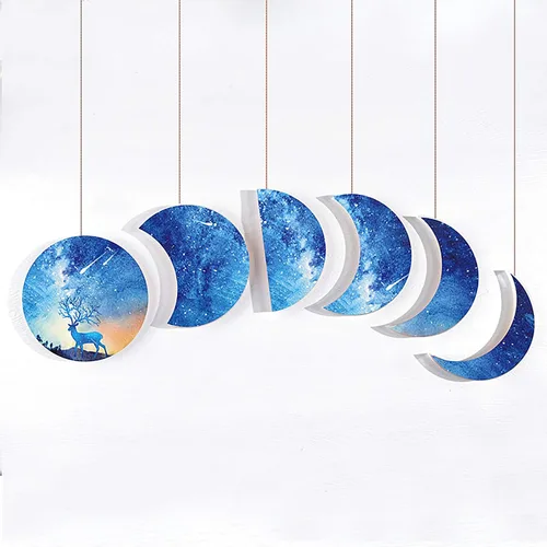 Vista 3 de Moldes de silicona de resina epoxi de fase lunar para colgar en la pared, posavasos, llavero, fundición de joyas, decoración bohemia del hogar