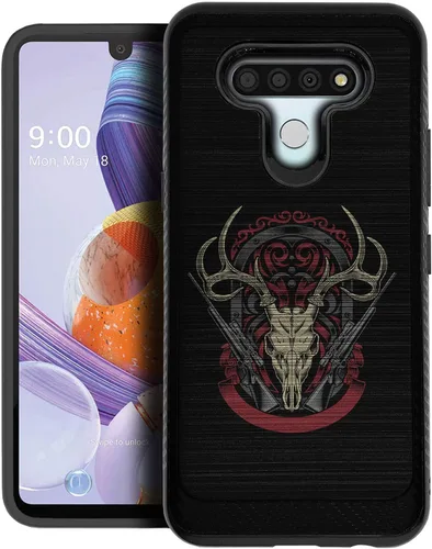 Vista 19 de CasesOnDeck - Carcasa compatible con LG K51 / LG Reflect/LG Q51 [armadura cepillada] resistente protección negro mate (ancla)