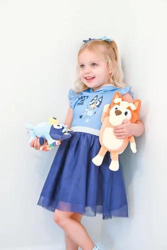 Vista 4 de Bluey Vestido de cosplay de malla para niñas de Bingo a niño grande