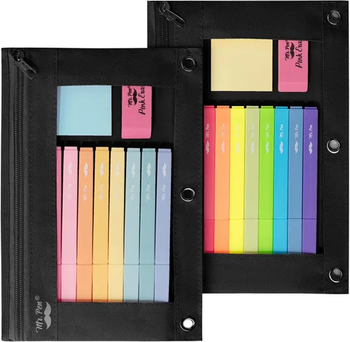 Vista 26 de Mr. Pen - Estuche para lápices de 2 piezas - Estuche con cremallera para lápices para carpeta de 3 anillas