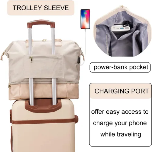 Vista 4 de MINKARS Bolsa Weekender, Beige