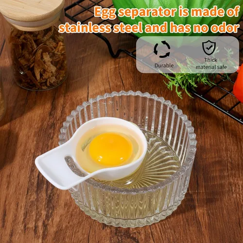 Vista 5 de Separador de clara de huevo de yema, separador de yugo de huevo como accesorio de cocina de plástico ABS blanco, herramienta separadora de yema