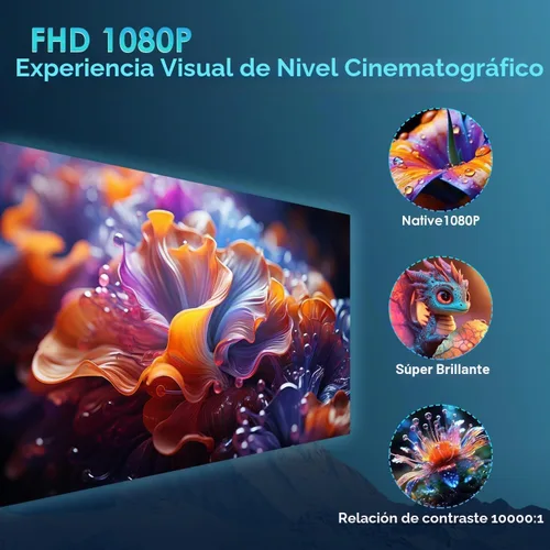 Vista 2 de Mini proyector inteligente WiFi Bluetooth, enfoque automático/Keystone