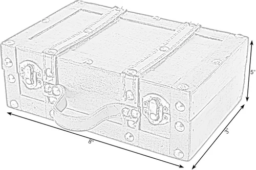 Vista 3 de Vintiquewise (TM). Caja decorativa pequeña con forma de velís antigua con correas.