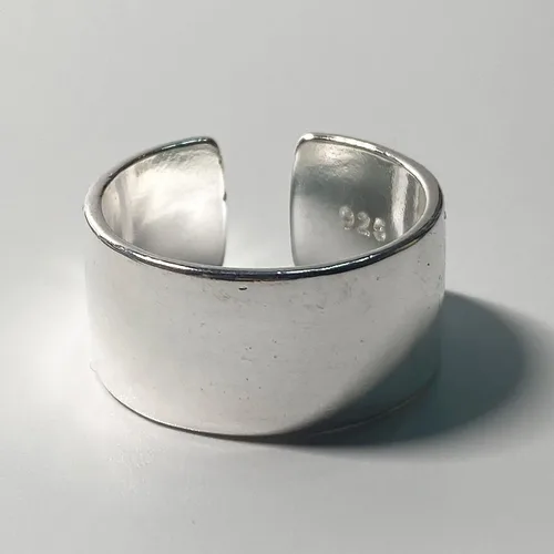 Vista 11 de Anillos de banda ancha de plata de ley 925 vintage hechos a mano para mujeres/hombres, anillo ajustable para el pulgar
