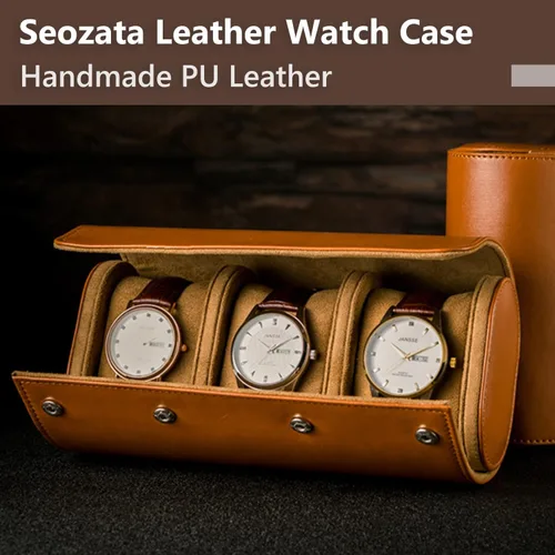 Vista 5 de Estuche Personalizado para Relojes para Hombres y Mujeres, Estuche de Cuero PU Personalizado para Viajes Enrollable para Papá, Nombre Grabado