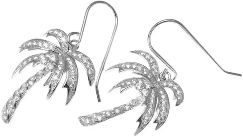 Vista 2 de Pendientes de plata de ley 925 chapados en rodio con circonitas hawaianas