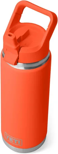 Vista 8 de YETI Rambler Botella de 26 onzas, aislada al vacío, de acero inoxidable, con tapa de popote a juego Rojo rescate