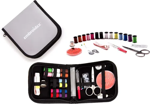 Vista 7 de Kit de costura Embroidex - para el hogar, viajes y emergencias - Accesorios de calidad, tijeras e hilo - Gran regalo