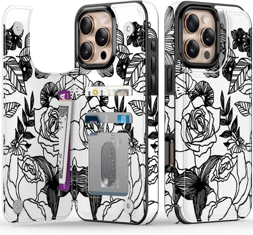 Vista 79 de FUNMIKO Funda tipo cartera para iPhone 15 con tarjetero + clip para efectivo, bloqueo RFID, protección contra caídas de grado militar y obras