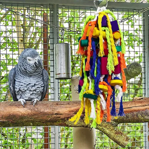 Vista 6 de Rypet Parrot Toys - Juguetes grandes para pájaros, cuerda de madera, jaula